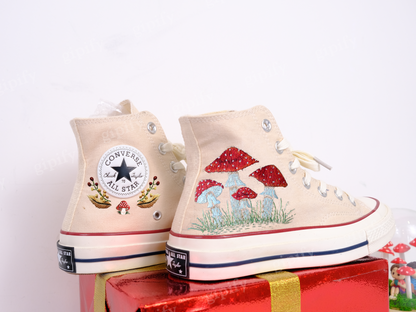 Custom Converse Chuck Taylor Mushrooms Embroidered Converse Shoes/ Mushrooms Embroidered Converse Custom/ Mushrooms Embroidered Sneakers