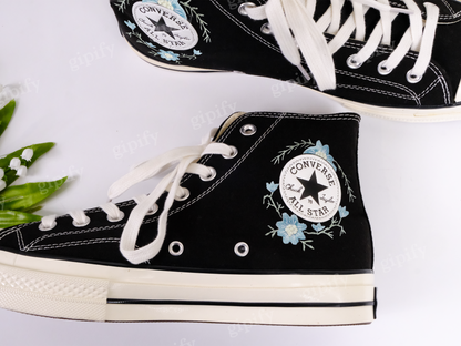 Wedding Sneakers for Bride/Bridal Flower Embroidered Converse Platform/Flower Embroidered Shoes/Floral Embroider Sneakers/Wedding Gifts