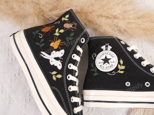 Custom Converse Embroidered/ Bugs Embroidered Converse/ Halloween Vibes Embroidered Sneakers/ Bugs Embroidered Sneakers