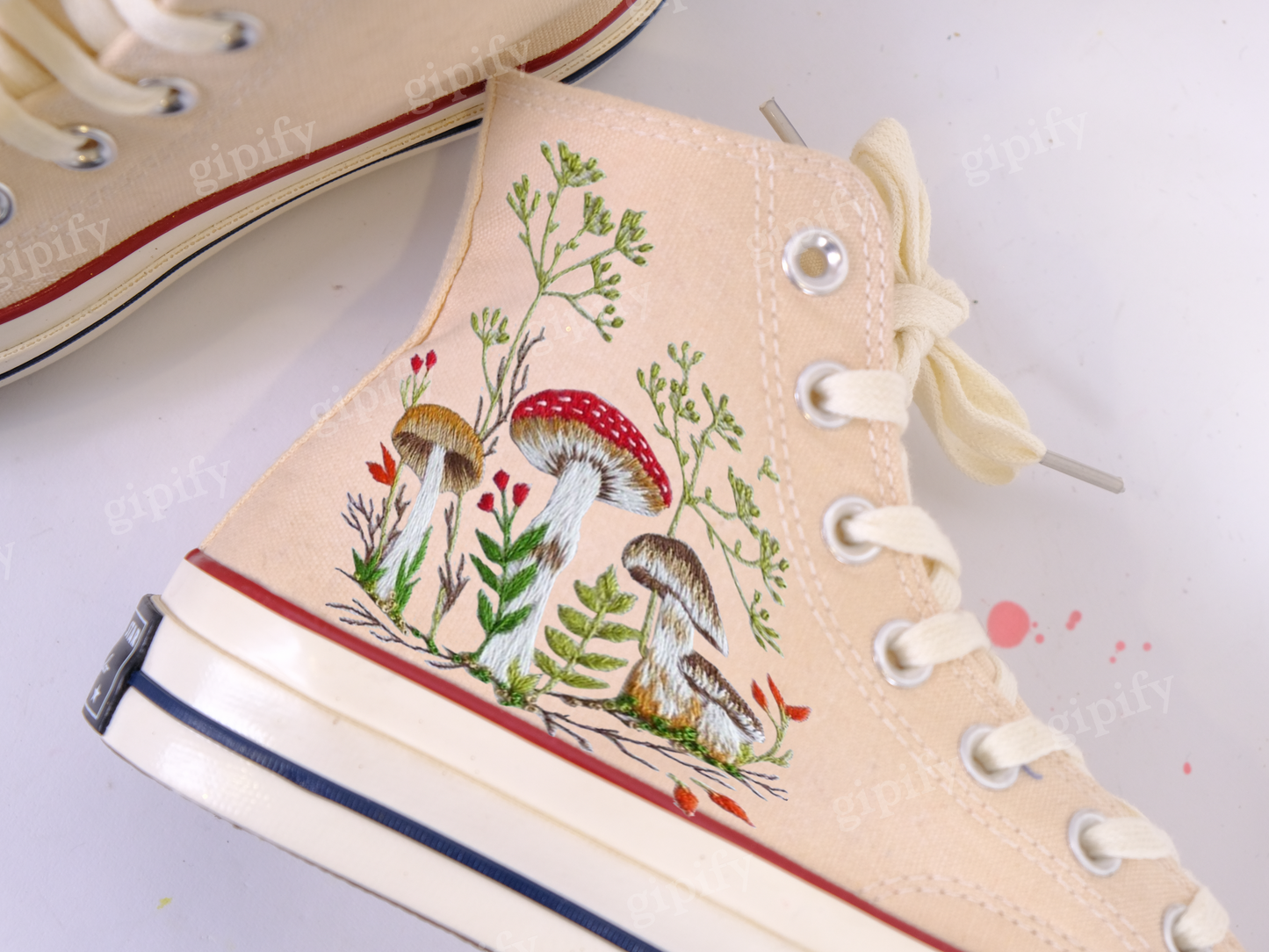 Custom Mint Converse Chuck Taylor Mushrooms Embroidered Converse Shoes/ Mushrooms Embroidered Converse Custom/Mushrooms Embroidered Sneakers