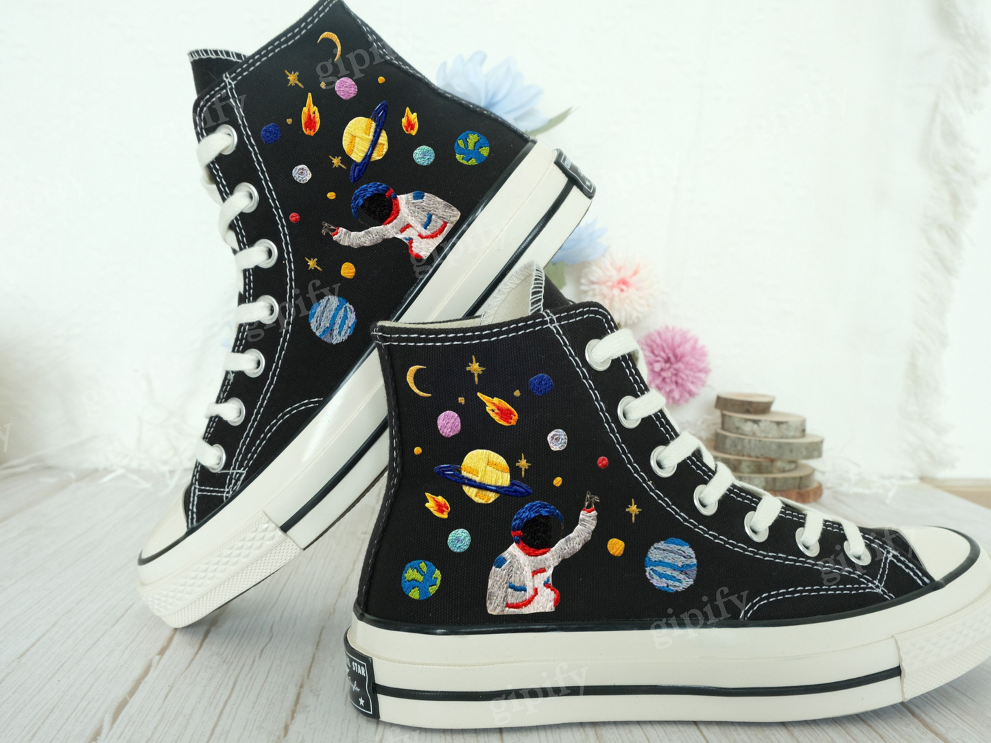 Custom embroidery converse kids/Planet,star,universe embroidred shoes/Toddler's,Little,Big kids embroidered sneakers/Gift birthday shoes