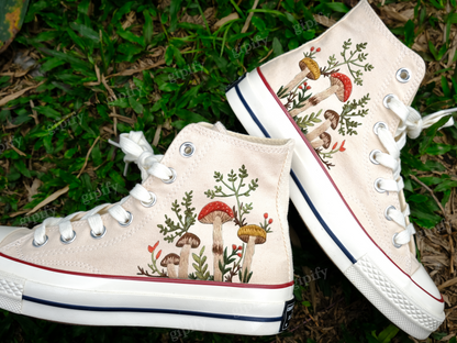 Custom Converse Chuck Taylor Mushrooms Embroidered Converse Shoes/ Mushrooms Embroidered Converse Custom/ Mushrooms Embroidered Sneakers