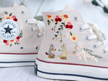 Embroidered Converse/Converse Squirrel/Custom Converse Squirrel/Premium Embroidered Converse Fox Squirrel