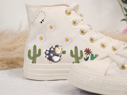 Low price Custom Converse Embroidered Shoes Converse Chuck Taylor 1970s Embroidered Hedgehogs Converse Shoes Best Gift for Her