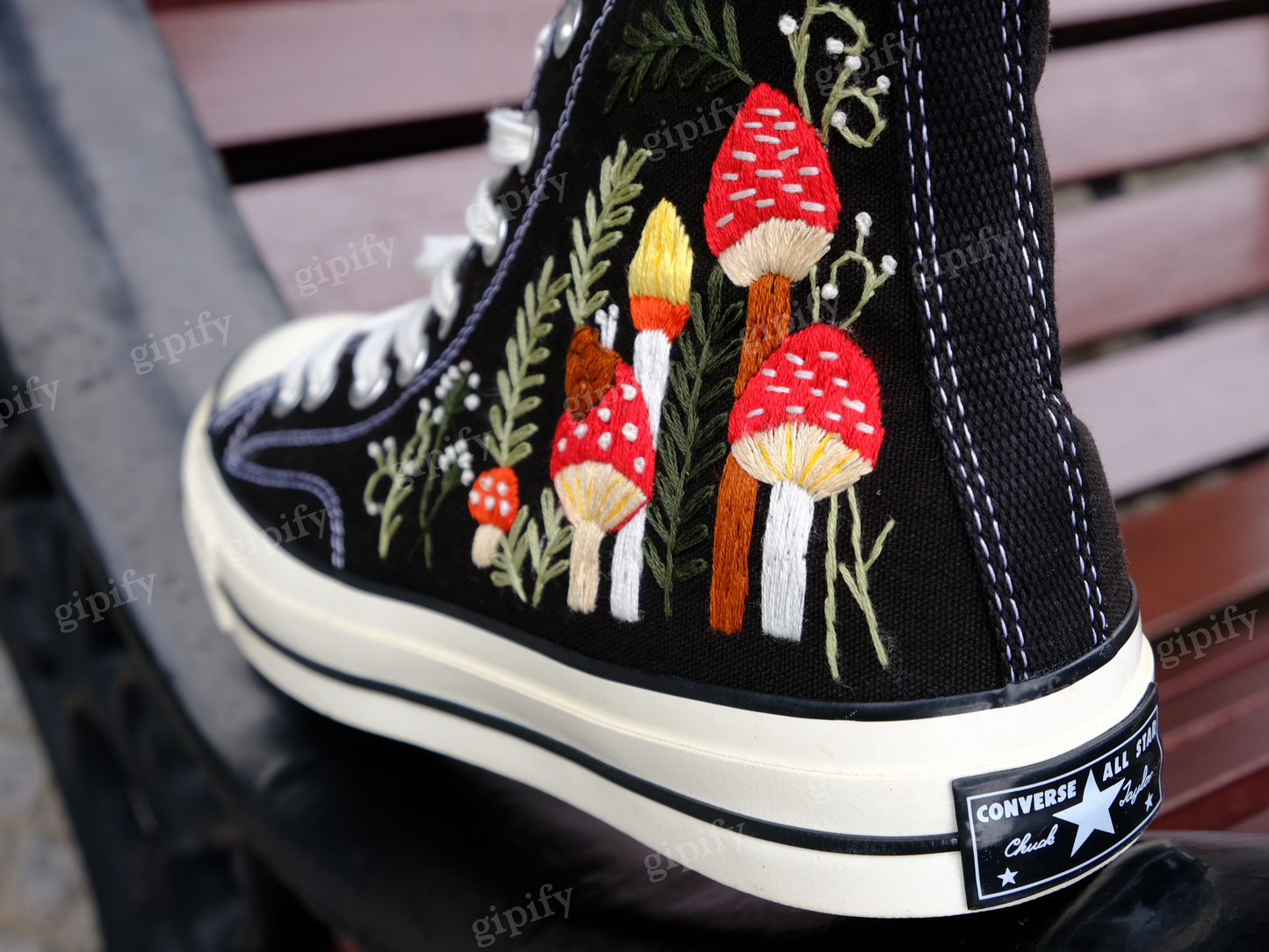 Custom Embroidered Converse Chuck Taylor 1970s.Mushrooms Embroidered Sneakers Custom.Mushrooms Embroidered Converse Shoes.Gifts for Her