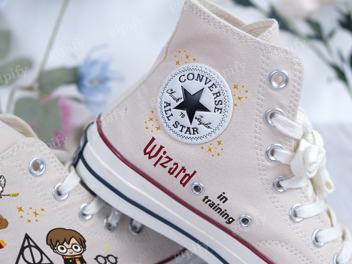 Personalize Harry Potter Embroidery Converse/Gryffindor Embroidery Chuck Taylor High Top/Embroidered Converse