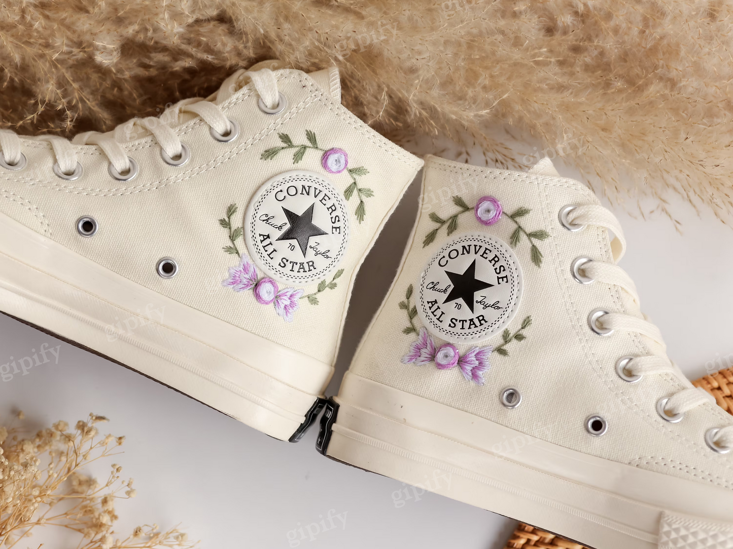 Wedding Converse for Bride, Custom Wedding Shoes Embroidered Bridal Flowers, Wedding Flowers Embroidered Sneakers, Vanlentine Gifts