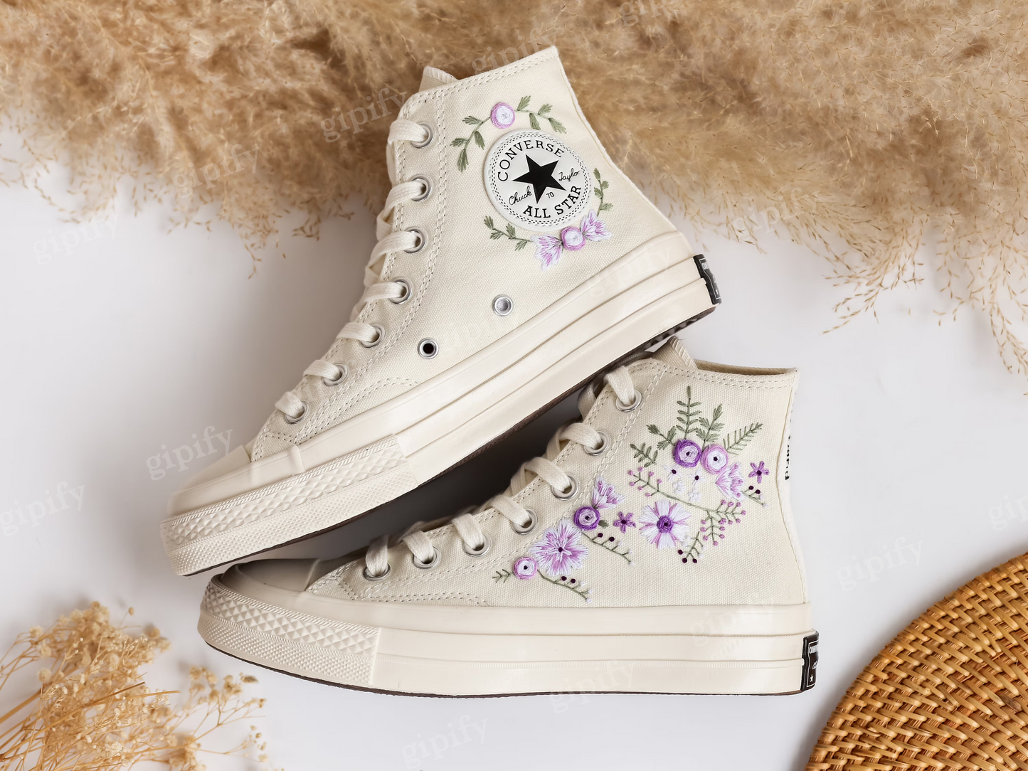 Wedding Converse for Bride, Custom Wedding Shoes Embroidered Bridal Flowers, Wedding Flowers Embroidered Sneakers, Vanlentine Gifts