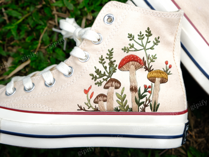 Custom Converse Chuck Taylor Mushrooms Embroidered Converse Shoes/ Mushrooms Embroidered Converse Custom/ Mushrooms Embroidered Sneakers