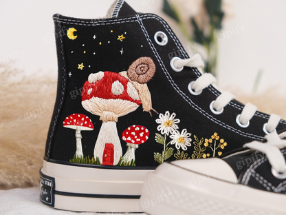 Custom Embroidered Converse Chuck Taylor 1970s/Mushrooms Embroidered Sneakers Custom/Mushrooms Embroidered Converse Shoes/Gifts for Her