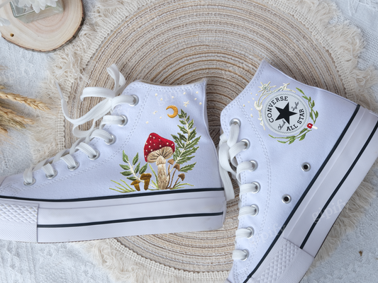 Custom Converse Chuck Taylor Mushrooms Embroidered Converse Shoes/ Mushrooms Embroidered Converse Custom/Mushrooms Embroidered Sneakers