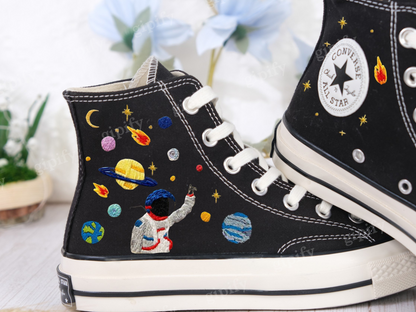 Custom embroidery converse kids/Planet,star,universe embroidred shoes/Toddler's,Little,Big kids embroidered sneakers/Gift birthday shoes