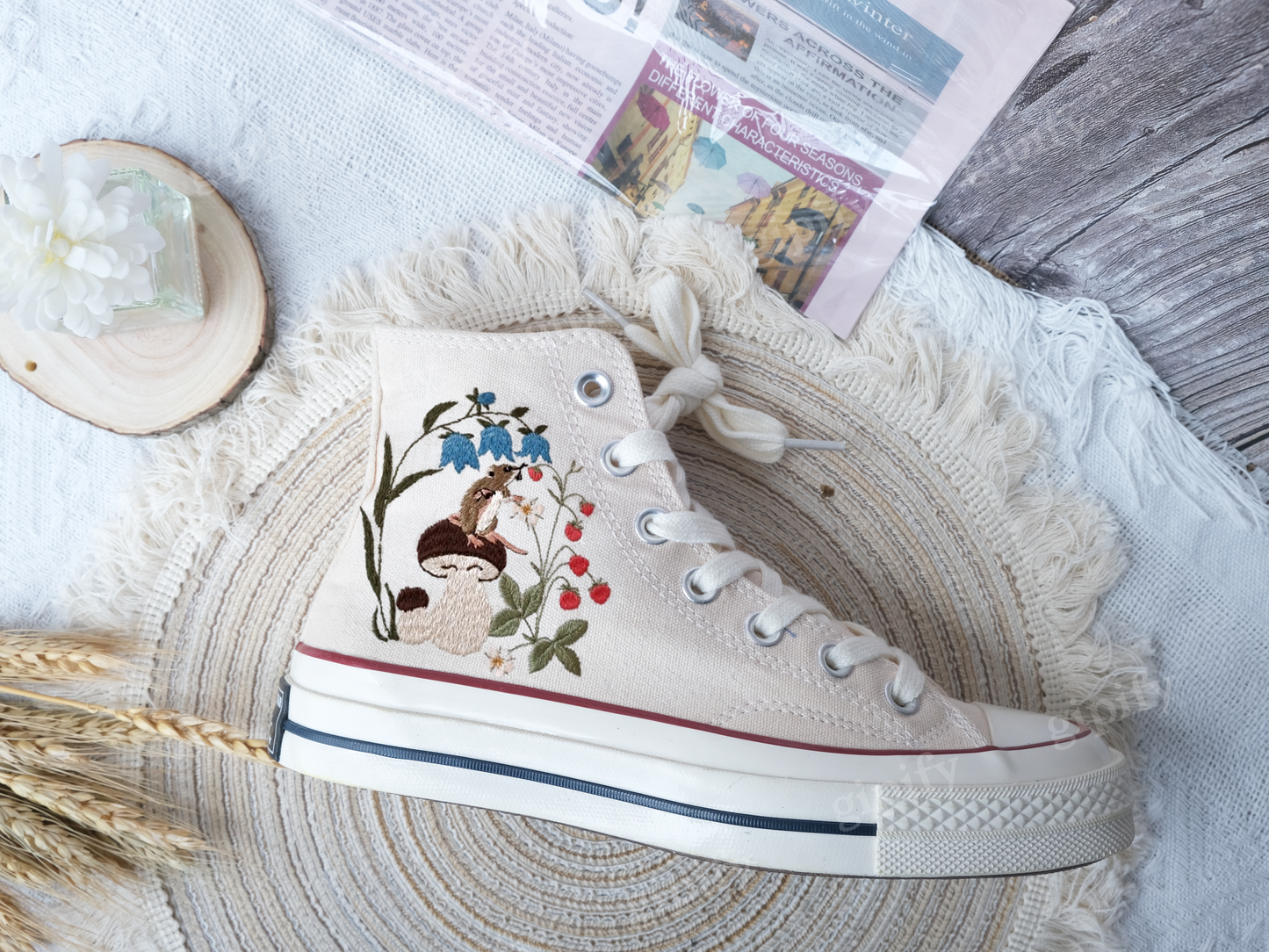 Custom Converse Chuck Taylor Mushrooms Embroidered Converse Shoes/ Mushrooms Embroidered Converse Custom/ Mushrooms Embroidered Sneakers