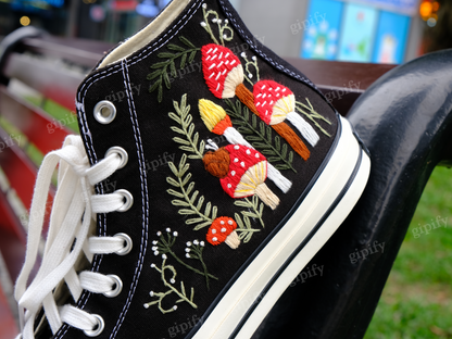 Custom Embroidered Converse Chuck Taylor 1970s.Mushrooms Embroidered Sneakers Custom.Mushrooms Embroidered Converse Shoes.Gifts for Her