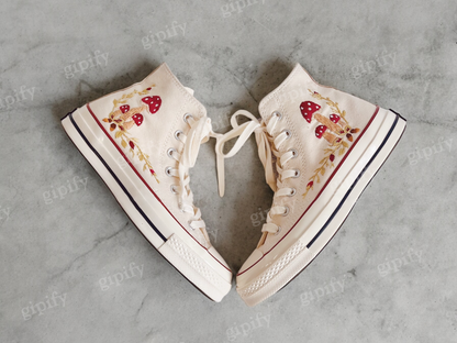 Custom Converse Chuck Taylor Mushrooms Embroidered Converse Shoes/ Mushrooms Embroidered Converse Custom/ Mushrooms Embroidered Sneakers