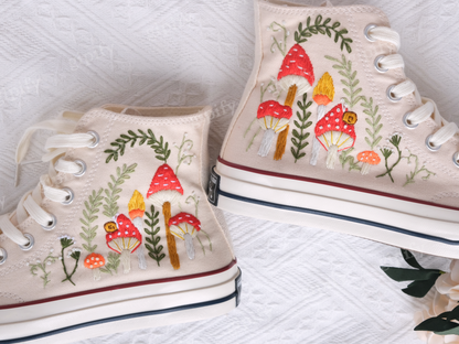 Custom Converse Chuck Taylor Mushrooms Embroidered Converse Shoes/Mushrooms Embroidered Converse Custom/Mushrooms Embroidered Sneakers