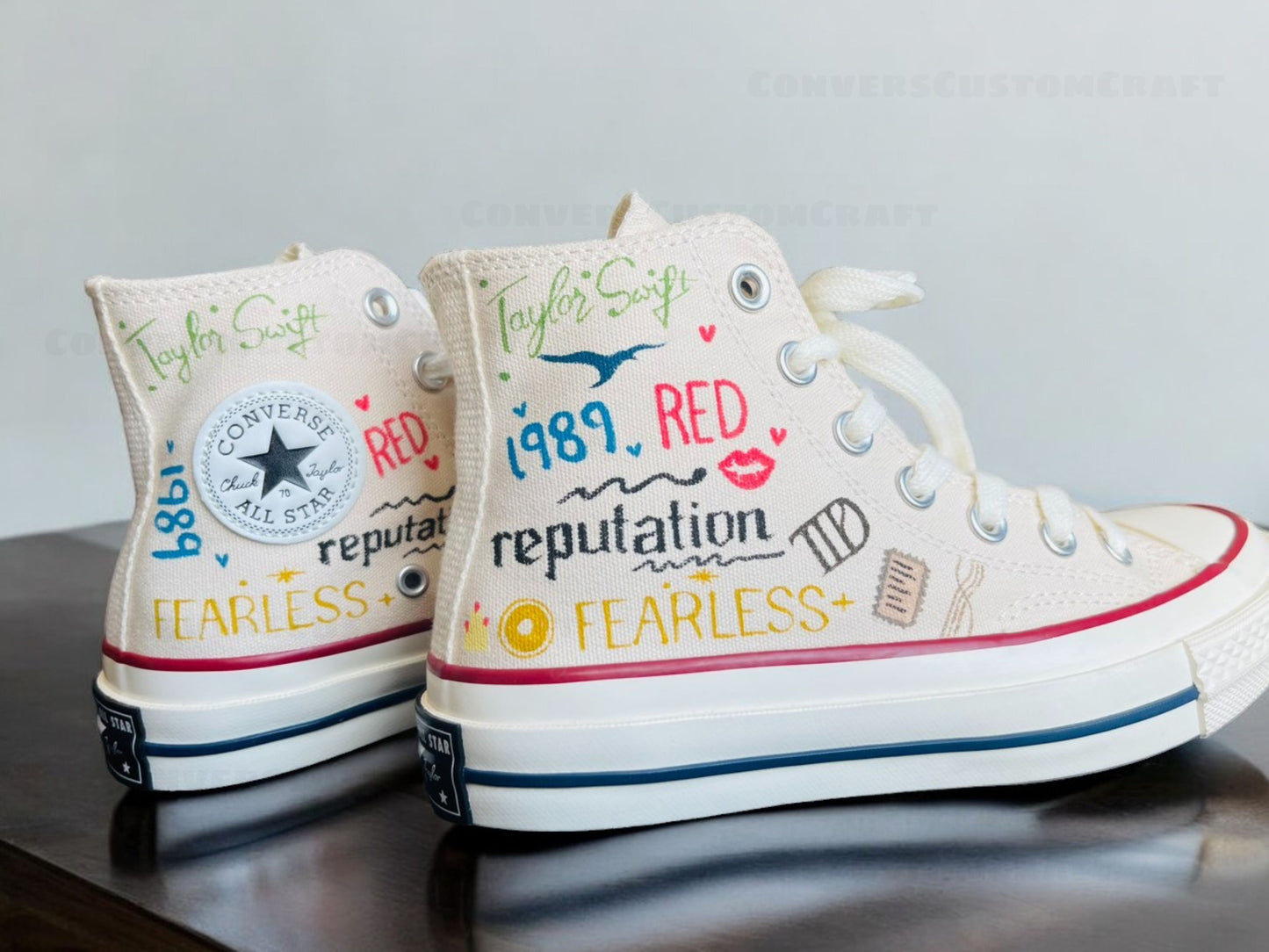 Converse 1989 Taylor's Version High Top Sneakers/ Taylor Swift Gifts/Albums List Chuck Taylor 1970s/Taylor Swift Canvas Shoes