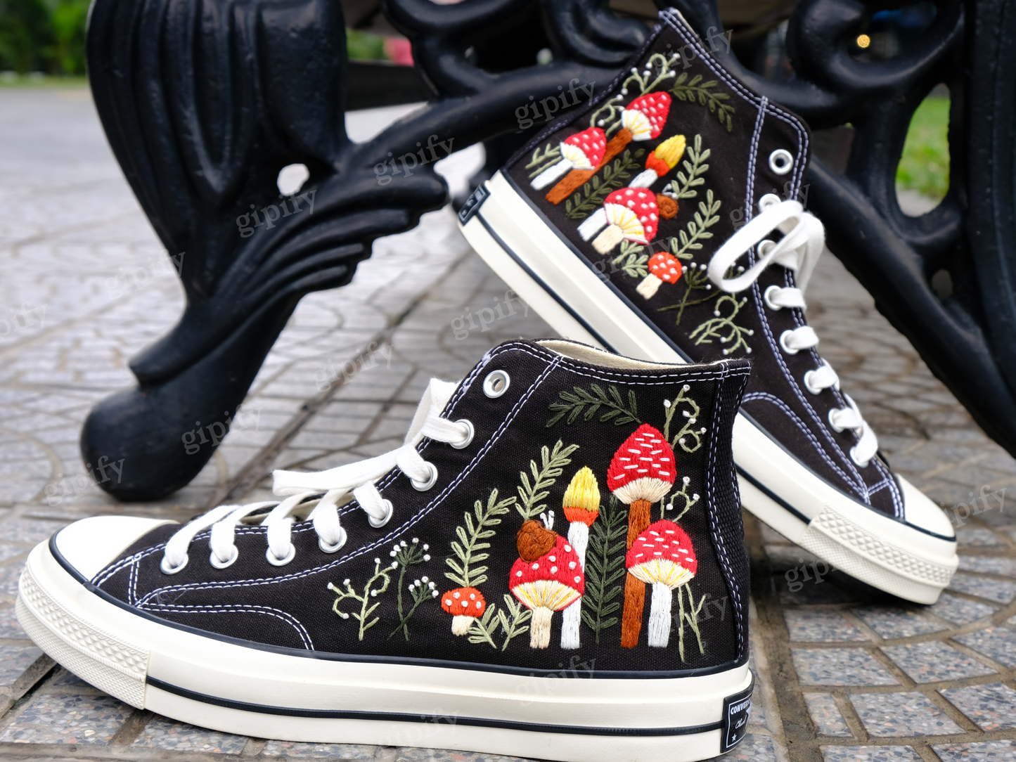 Custom Embroidered Converse Chuck Taylor 1970s.Mushrooms Embroidered Sneakers Custom.Mushrooms Embroidered Converse Shoes.Gifts for Her