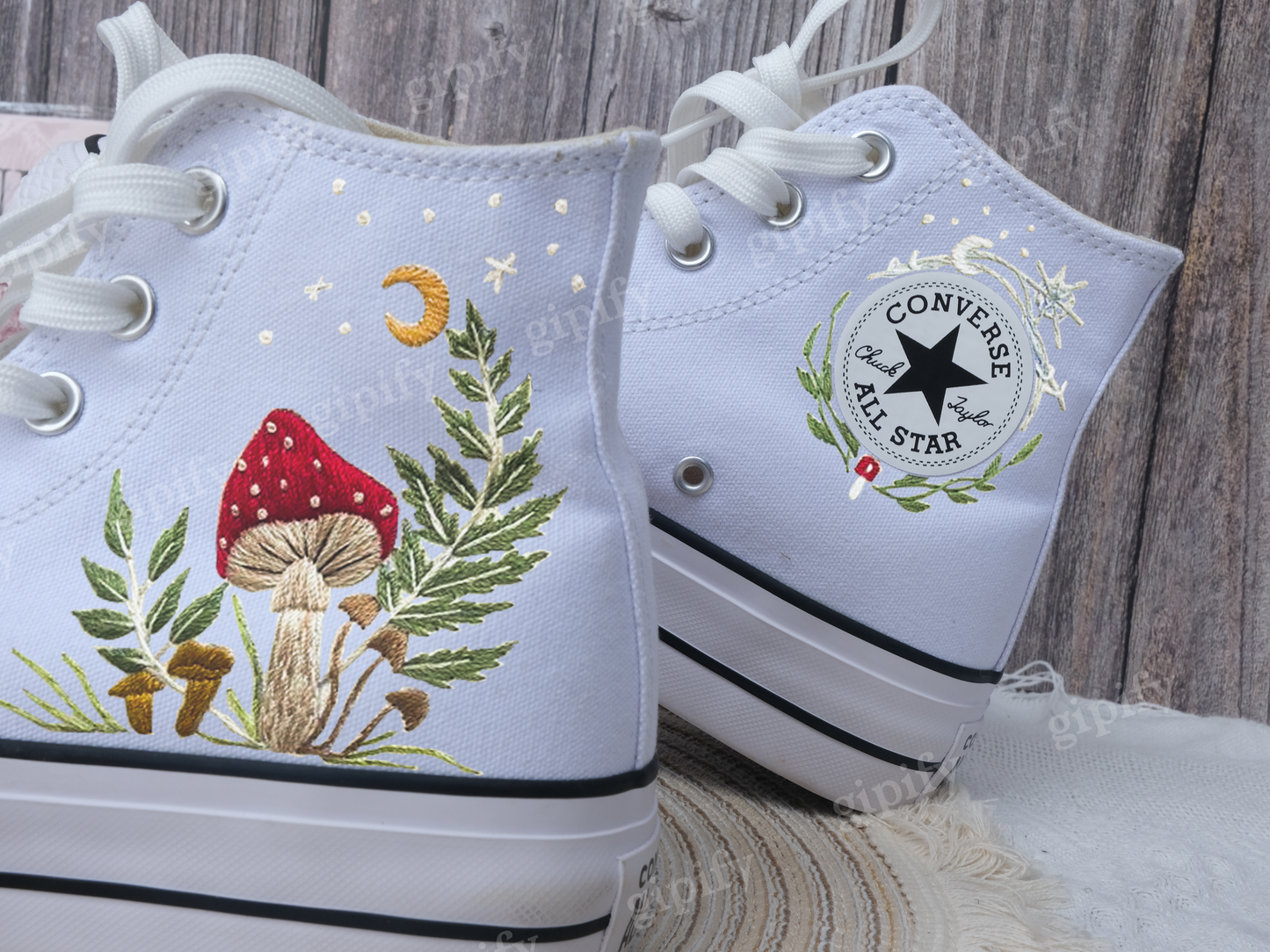 Custom Converse Chuck Taylor Mushrooms Embroidered Converse Shoes/ Mushrooms Embroidered Converse Custom/Mushrooms Embroidered Sneakers