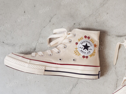 Custom Converse Chuck Taylor Mushrooms Embroidered Converse Shoes/ Mushrooms Embroidered Converse Custom/ Mushrooms Embroidered Sneakers