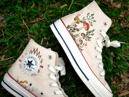 Custom Converse Chuck Taylor Mushrooms Embroidered Converse Shoes/ Mushrooms Embroidered Converse Custom/ Mushrooms Embroidered Sneakers