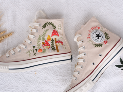 Custom Converse Chuck Taylor Mushrooms Embroidered Converse Shoes/Mushrooms Embroidered Converse Custom/Mushrooms Embroidered Sneakers