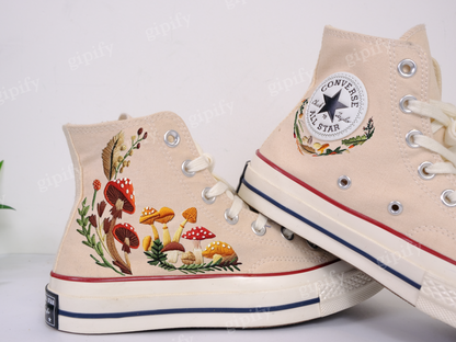 Custom Converse Chuck Taylor Mushrooms Embroidered Converse Shoes/ Mushrooms Embroidered Converse Custom/ Mushrooms Embroidered Sneakers