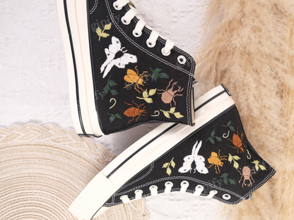 Custom Converse Embroidered/ Bugs Embroidered Converse/ Halloween Vibes Embroidered Sneakers/ Bugs Embroidered Sneakers