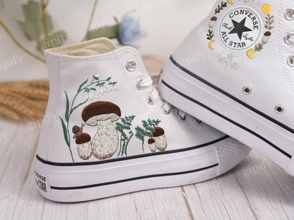 Custom Converse Chuck Taylor Mushrooms Embroidered Converse Shoes/ Mushrooms Embroidered Converse Custom/ Mushrooms Embroidered Sneakers