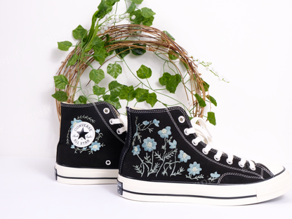 Wedding Sneakers for Bride/Bridal Flower Embroidered Converse Platform/Flower Embroidered Shoes/Floral Embroider Sneakers/Wedding Gifts