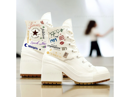 Custom Painted Converse Heels /Albums List Chuck Taylor 1970s/Painted Heel Converse/Taylors Timeless With Pride Gift /Converse Heels