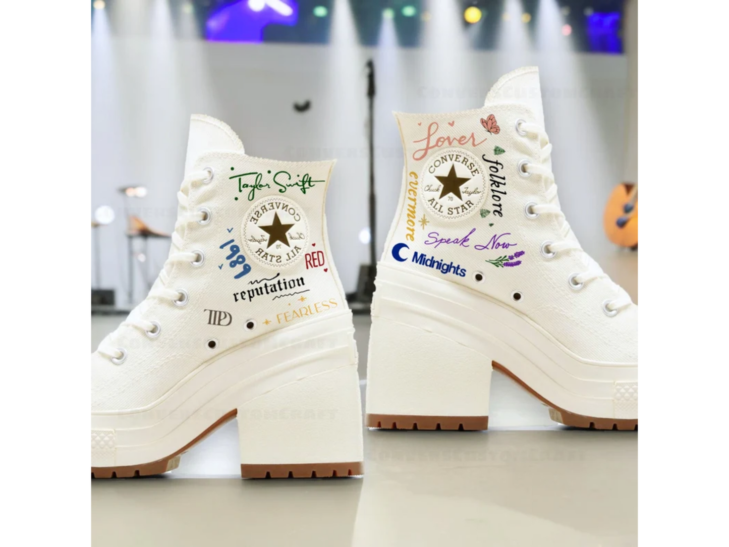 Custom Painted Converse Heels /Albums List Chuck Taylor 1970s/Painted Heel Converse/Taylors Timeless With Pride Gift /Converse Heels