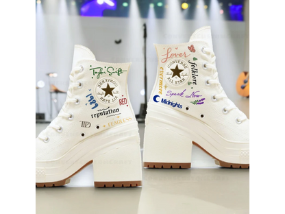 Custom Painted Converse Heels /Albums List Chuck Taylor 1970s/Painted Heel Converse/Taylors Timeless With Pride Gift /Converse Heels