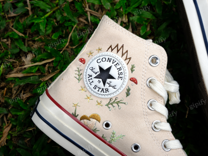 Custom Converse Chuck Taylor Mushrooms Embroidered Converse Shoes/ Mushrooms Embroidered Converse Custom/ Mushrooms Embroidered Sneakers