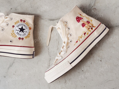 Custom Converse Chuck Taylor Mushrooms Embroidered Converse Shoes/ Mushrooms Embroidered Converse Custom/ Mushrooms Embroidered Sneakers