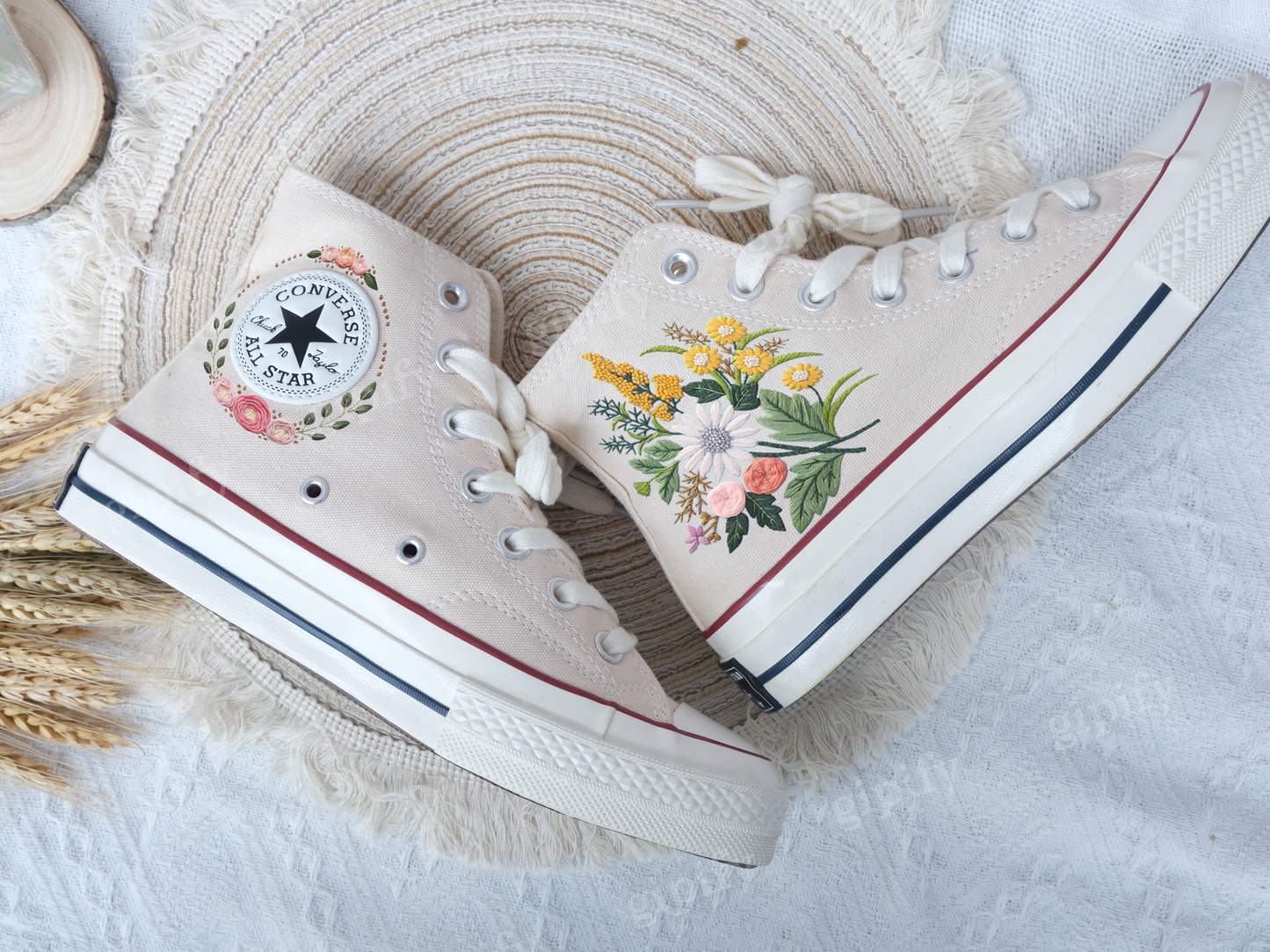 Embroidered converse/Bridal Converse/Converse Custom Flower Embroidery/Custom Converse Chuck Taylor 1970s Embroidery Logo/Wedding Converse