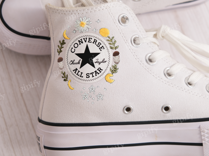 Custom Converse Chuck Taylor Mushrooms Embroidered Converse Shoes/ Mushrooms Embroidered Converse Custom/ Mushrooms Embroidered Sneakers