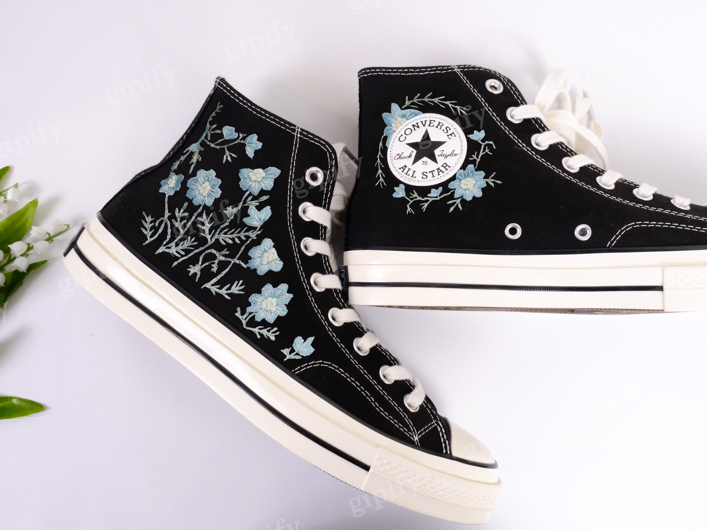 Wedding Sneakers for Bride/Bridal Flower Embroidered Converse Platform/Flower Embroidered Shoes/Floral Embroider Sneakers/Wedding Gifts