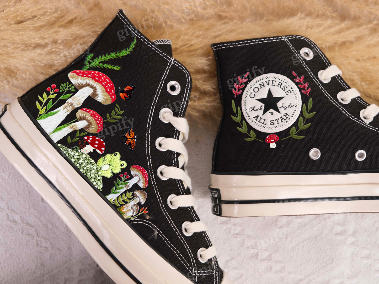 Custom Converse Chuck Taylor Mushrooms Embroidered Converse Shoes/ Mushrooms Embroidered Converse Custom/ Mushrooms Embroidered Sneakers