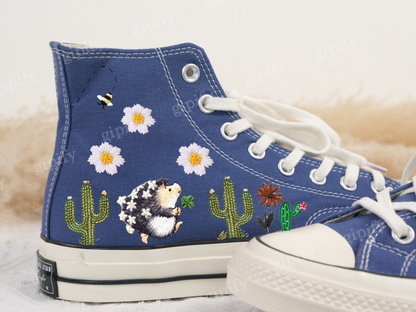 Low price Custom Converse Embroidered Shoes Converse Chuck Taylor 1970s Embroidered Hedgehogs Converse Shoes Best Gift for Her