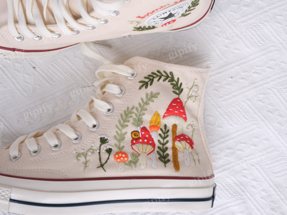 Custom Converse Chuck Taylor Mushrooms Embroidered Converse Shoes/Mushrooms Embroidered Converse Custom/Mushrooms Embroidered Sneakers