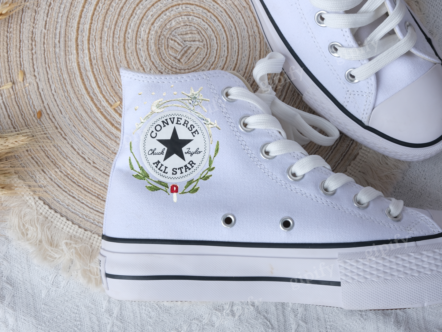 Custom Converse Chuck Taylor Mushrooms Embroidered Converse Shoes/ Mushrooms Embroidered Converse Custom/Mushrooms Embroidered Sneakers