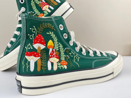 Custom Converse Chuck Taylor Mushrooms Embroidered Converse Shoes/ Mushrooms Embroidered Converse Custom/ Mushrooms Embroidered Sneakers