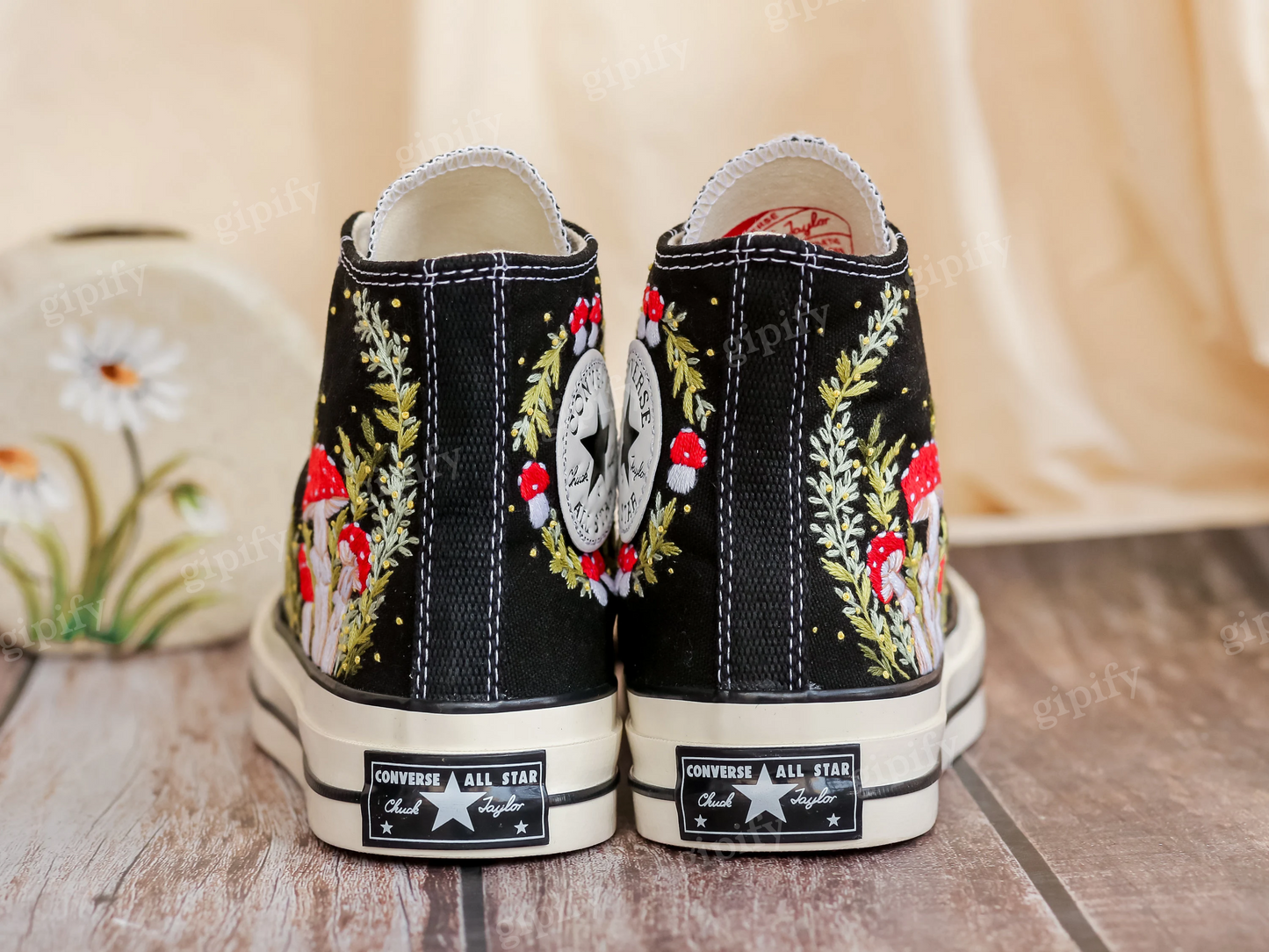 Custom Embroidered Converse Chuck Taylor 1970s, Mushrooms Embroidered Sneakers Custom, Mushrooms Embroidered Converse Shoes, Gifts for Her