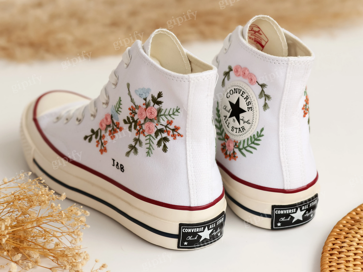 Wedding Shoes, Custom Wedding Converse Embroidered Bridal Flower, Wedding Flowers Embroidered Converse Custom, Personalized Bridal Sneaker