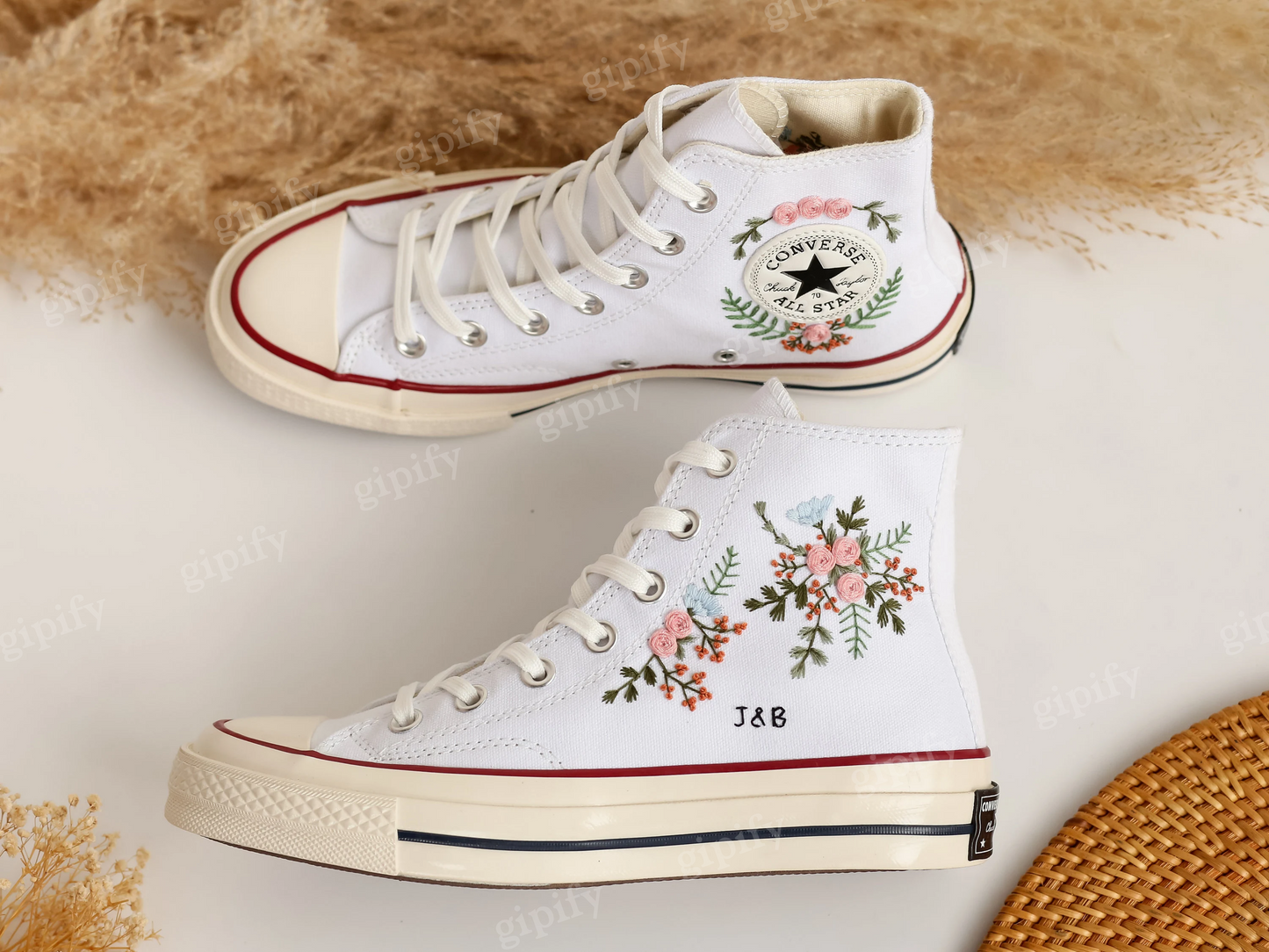 Wedding Shoes, Custom Wedding Converse Embroidered Bridal Flower, Wedding Flowers Embroidered Converse Custom, Personalized Bridal Sneaker