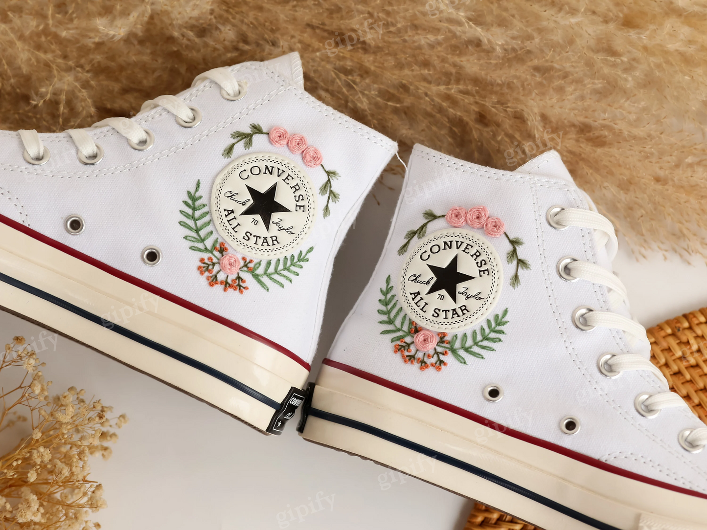 Wedding Shoes, Custom Wedding Converse Embroidered Bridal Flower, Wedding Flowers Embroidered Converse Custom, Personalized Bridal Sneaker