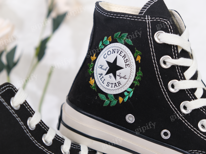 Converse Embroidered Custom Cartoon/Neighbor Totoro Embroidered Converse/Flower Converse, Embroidery Converse Chibi and Gibi