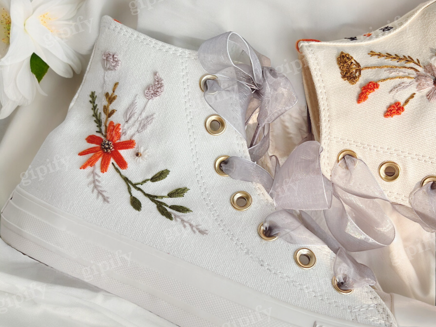 Custom Wedding Sneakers Platform/ Wedding Flowers Embroidered Shoes/ Bridal Flowers Embroidered Sneakers/ Wedding Flowers Embroidered