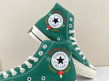 Custom Converse Chuck Taylor Mushrooms Embroidered Converse Shoes/ Mushrooms Embroidered Converse Custom/ Mushrooms Embroidered Sneakers